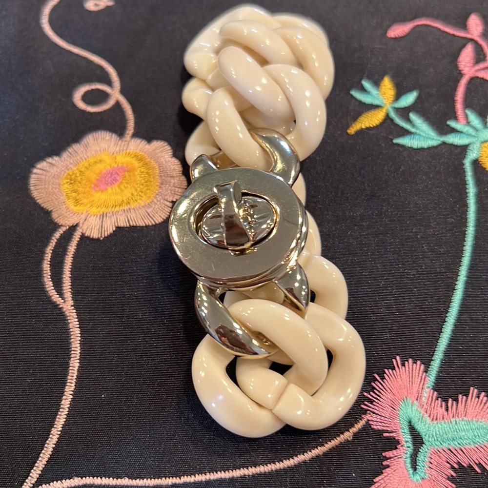 Turn Lock-Acrylic Chain Link Bracelet- Gold Tone Lock